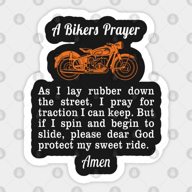 Bikers Prayer Shirt Motorcycle Shirts For Men Women Kids Sticker by merchlovers